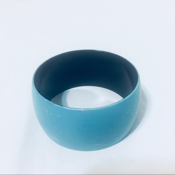 Blue Distressed 80s style Bangle Cuff Bracelet - Picture 6 of 6